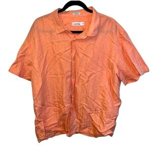 Calvin Klein Peach Button-Up Shirt XXL - Stylish and Comfortable Design